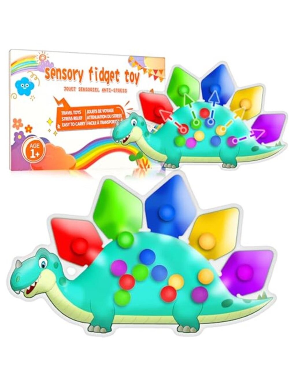 Dinosaur Color Sorting Sensory Toy Travel Toys for Toddler Airplane Squishy